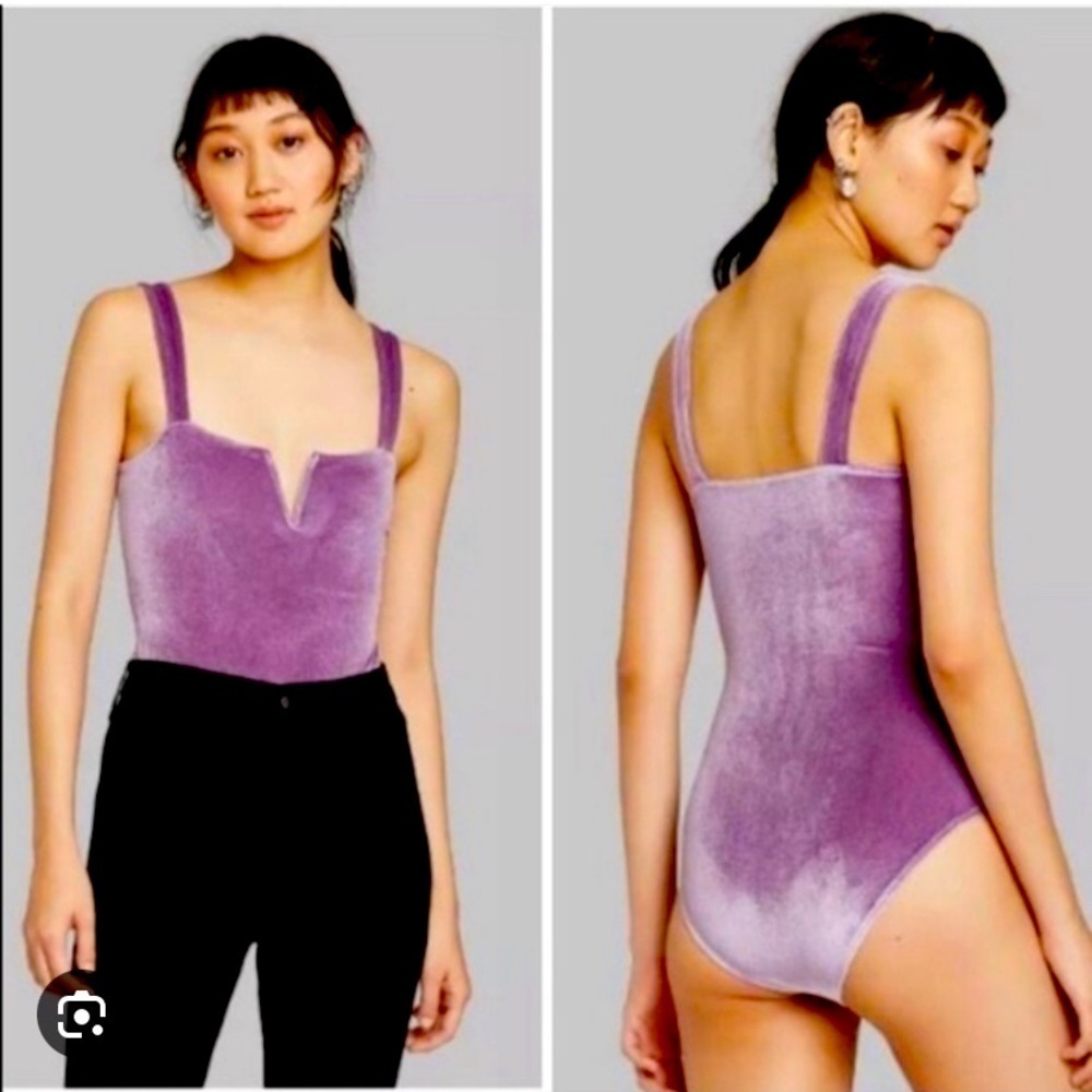 Velvet v shaped bodysuit